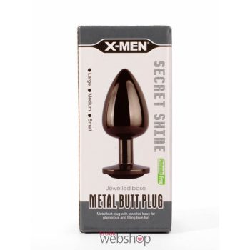   X-MEN Secret Shine Metal Butt Plug Gun Colour L - Fekete análdugó 