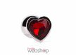 X-MEN Secret Shade Metal Butt Plug Red L - Szíves, Kővel díszített, fém análdugó 