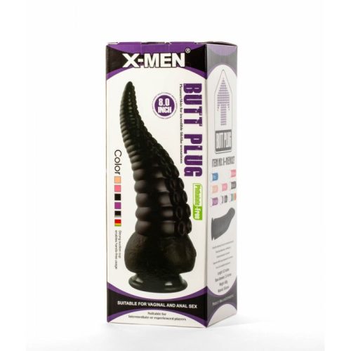 X-Men 8" Butt Plug Black - Feket, letapasztható, egyedi formájú, anál tágító