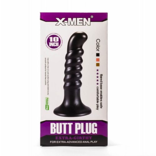 X-Men 10" Extra Girthy Butt Plug Black IV - Fekete, letapasztható, anál tágító