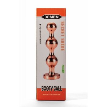   X-Men Secret Shine Booty Call Metal Butt Plug with Gem Gold S - 3 különbözó méretű, gömbös anál dugó, S