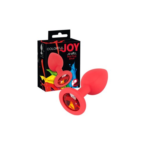 You2Toys - Colorful Joy Jewel Red Plug - Piros, szilikon análdugó gyémánt textúrájú alappal