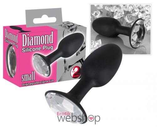 You2Toys - Butt Plug Diamond S - Fekete, szilikon, köves, bőrbarát análdugó