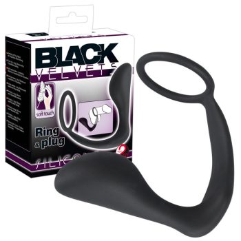   You2Toys Black Velvets Ring & Plug- Péniszre helyezhető gyűrű és prosztata masszírozó