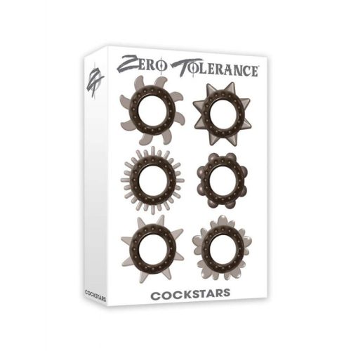 Zero Tolerance Cockstars- 6 db.-os, füstszínű péniszgyűrűk